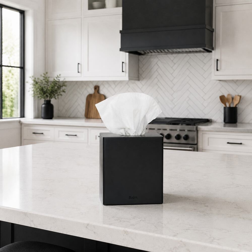 Modern Weighted Tissue Box Cover Black Square Facial Tissue Holder